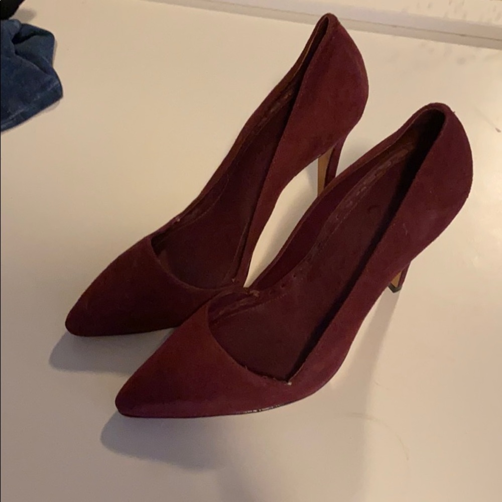 Red suede heels